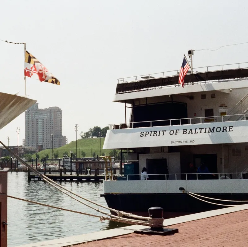 The Spirit of Baltimore cruise ship docked at the harbor